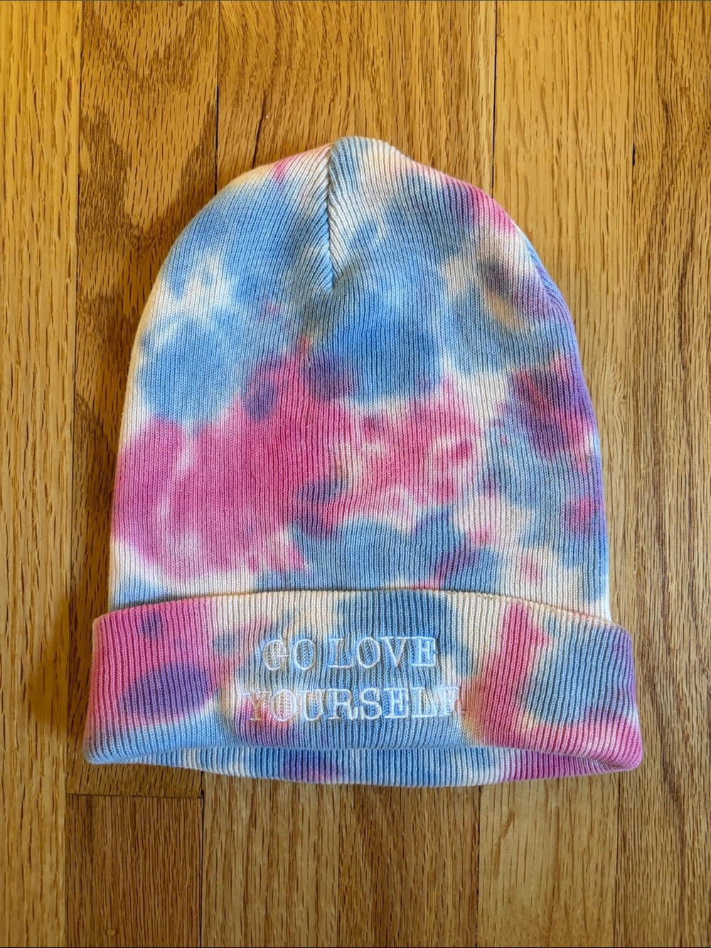 “Go Love Yourself” Women’s Tie-Dye Beanie